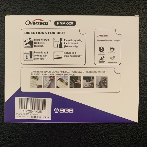 Oil Based Paint Marker Pen 12 CT Multi Color Permanent Overseas PMA-520 (4 Used) - Picture 5 of 5